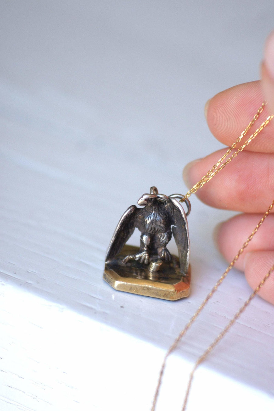 Pendant with eagle seal and blood jasper intaglio - Penelope Gallery