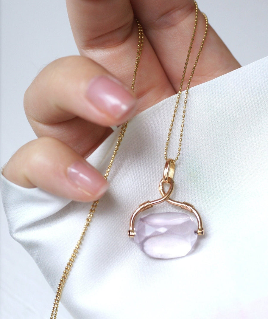 Pink gold and amethyst swivel seal pendant - Penelope Gallery