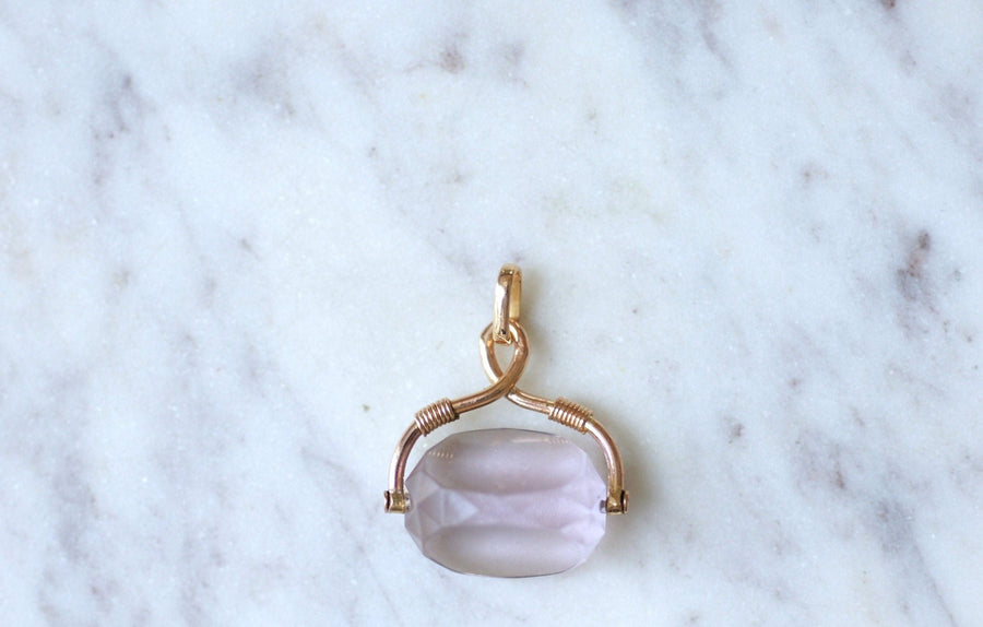 Pink gold and amethyst swivel seal pendant - Penelope Gallery