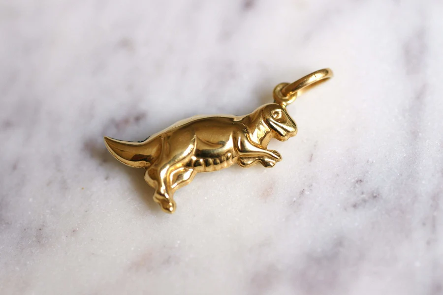 Vintage Dinosaur enamelled and gold pendant - Galerie Pénélope