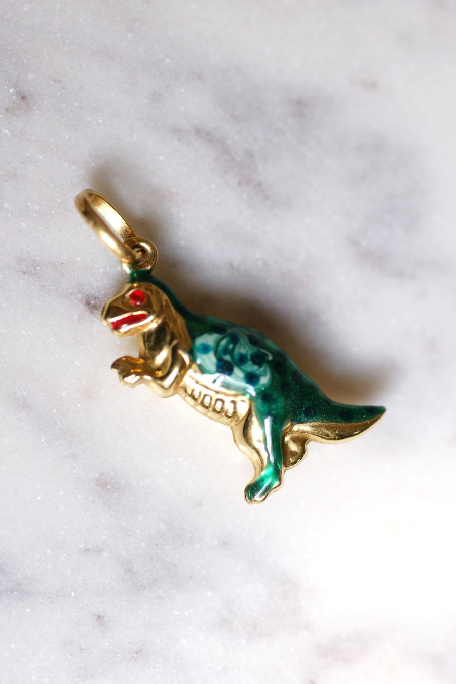 Vintage Dinosaur enamelled and gold pendant - Galerie Pénélope