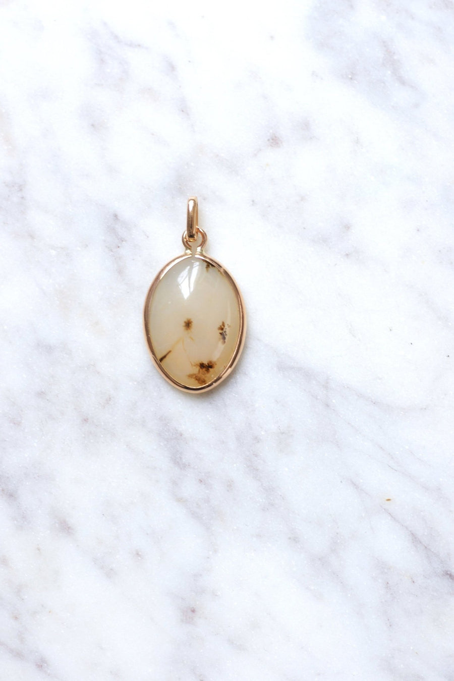Vintage rose gold and dendritic agate pendant - Penelope Gallery