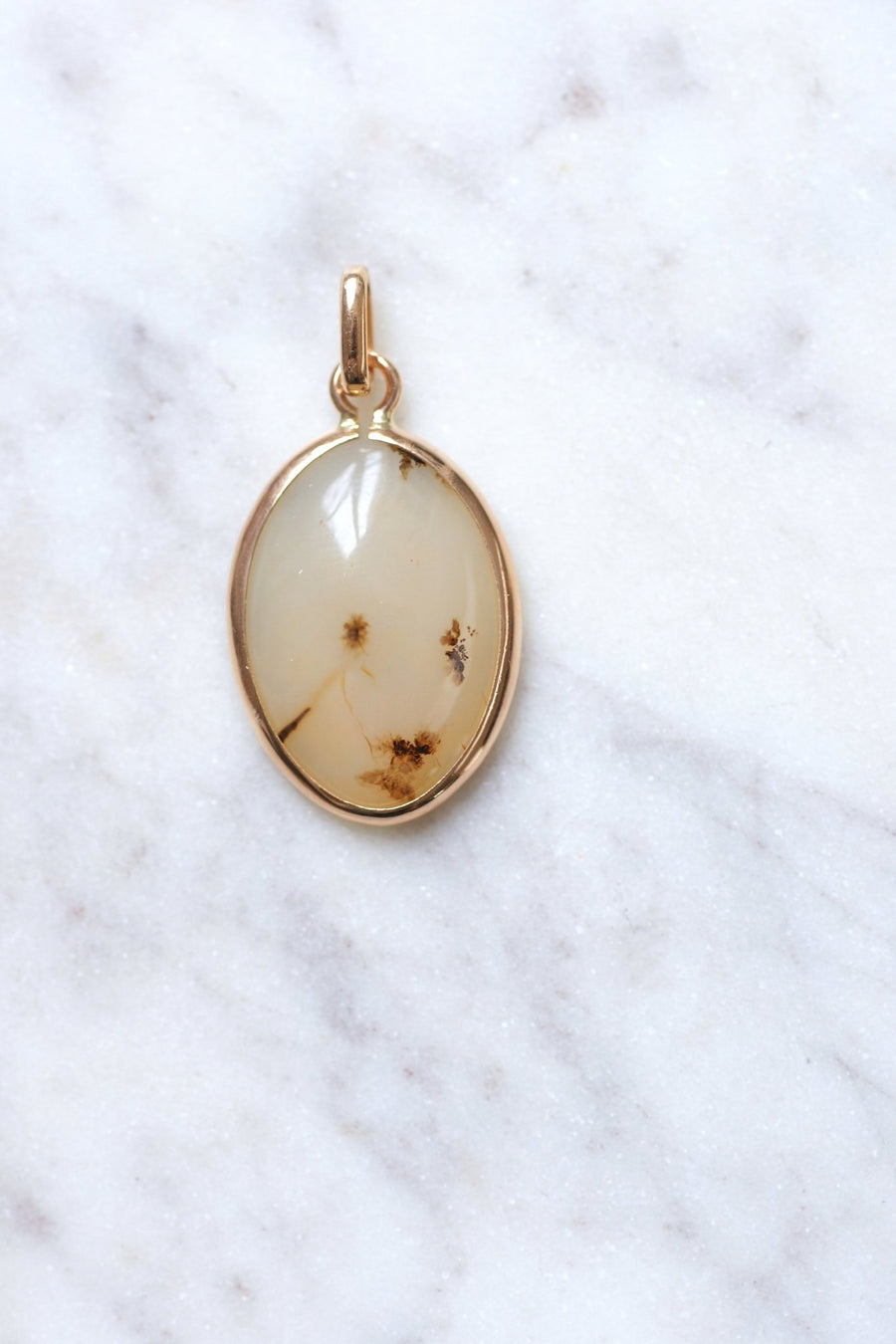 Vintage rose gold and dendritic agate pendant - Penelope Gallery