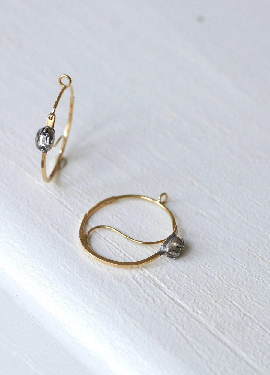 Antique round fish hooks in gold, silver and diamonds - Penelope Gallery