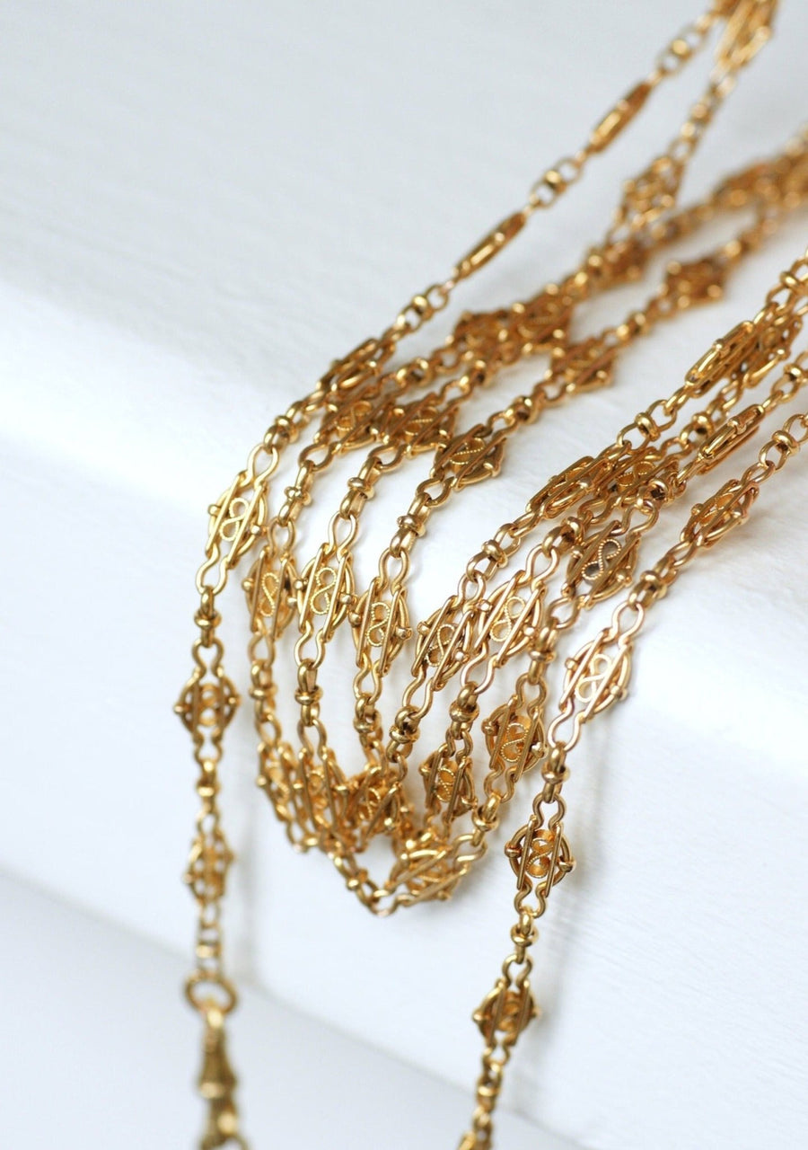 Antique yellow gold filigree necklace - Galerie Pénélope