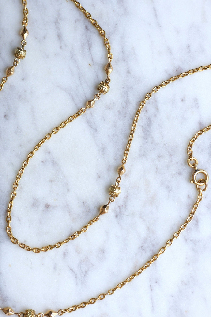 Long necklace, antique three gold chain - Galerie Pénélope