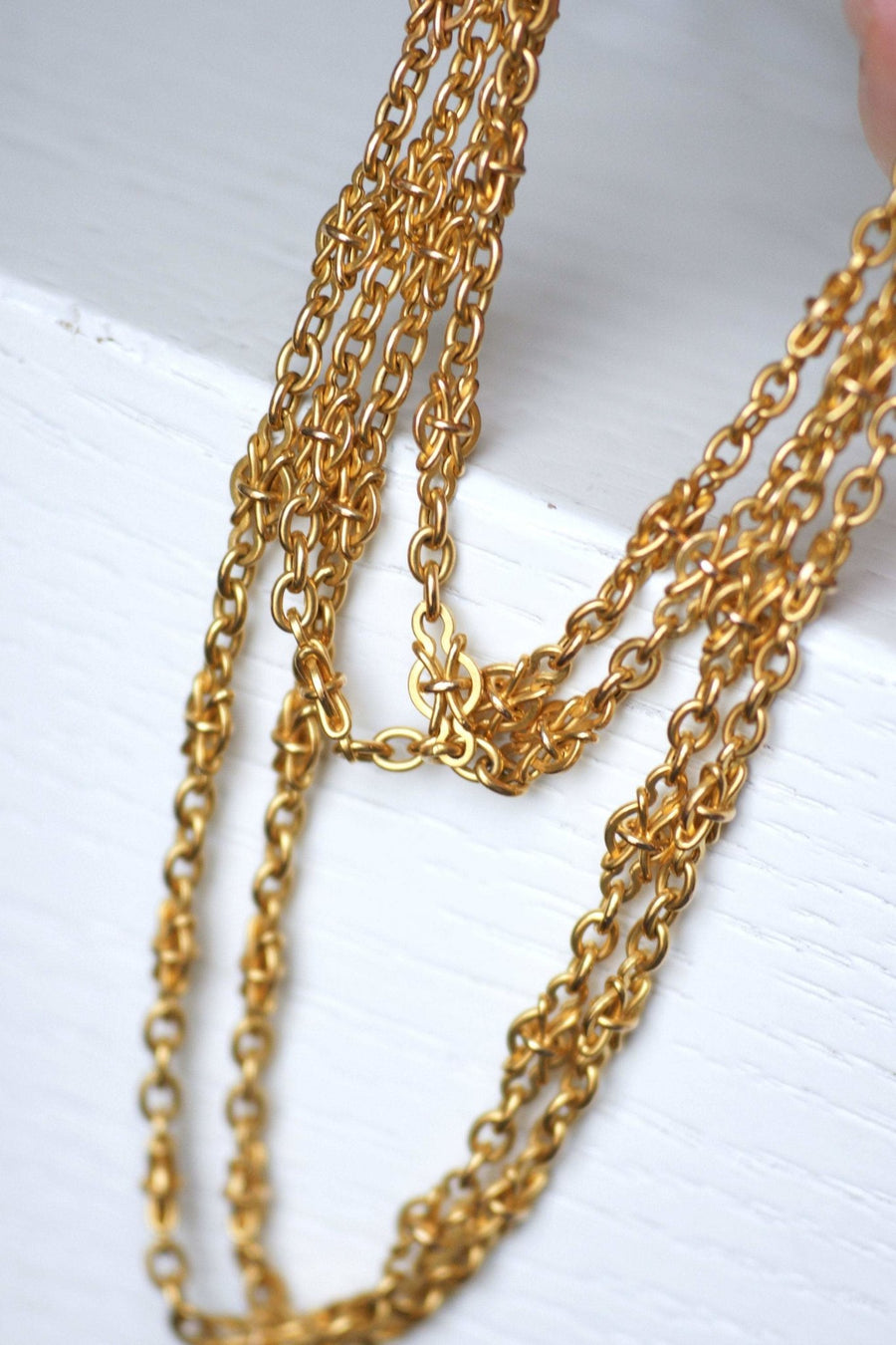 Long necklace, antique gold watch chain - Penelope Gallery
