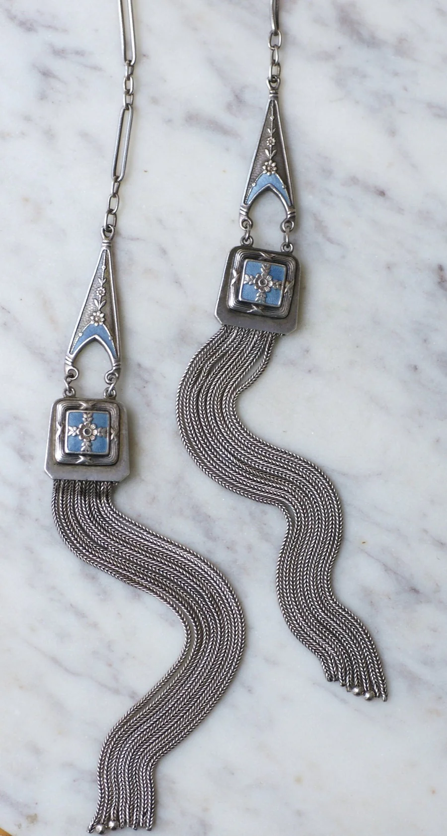 Silver and enamel necklace, Art Deco - Galerie Pénélope