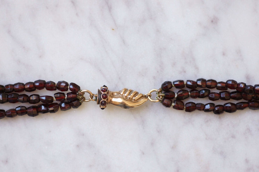 Gold and garnet beads long necklace - Penelope Gallery