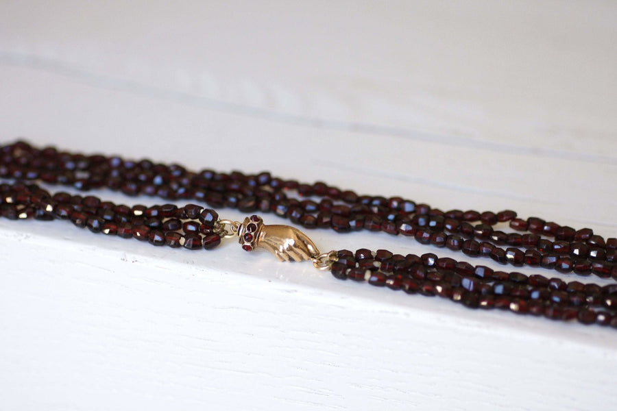 Gold and garnet beads long necklace - Penelope Gallery