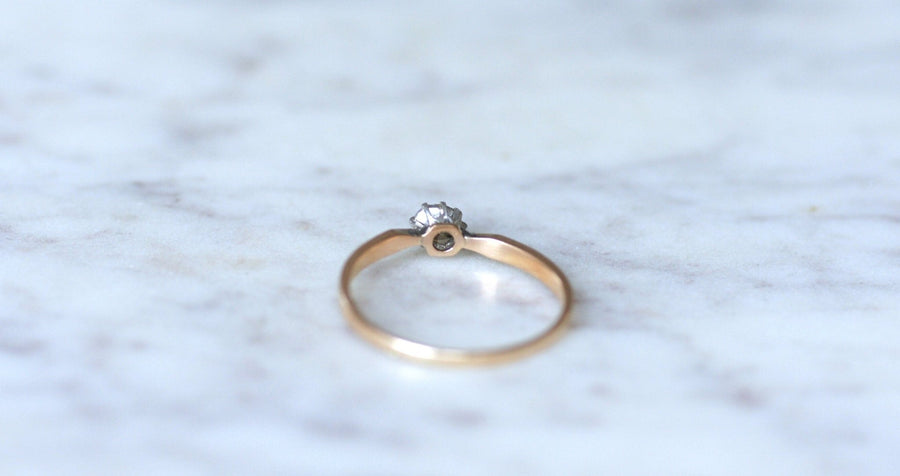 Diamond solitaire on pink gold and silver - Penelope Gallery