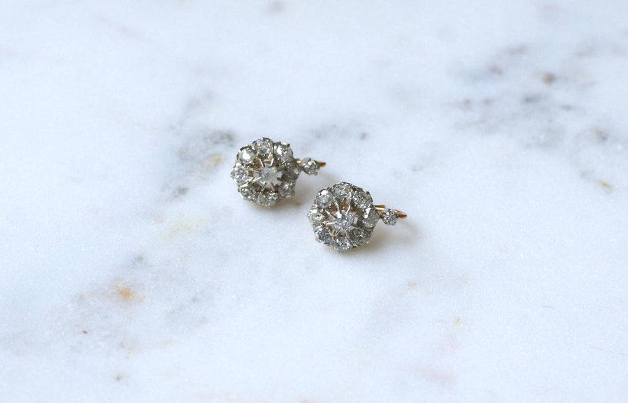 デイジー・ピアス Dormeuses ダイヤモンド 3.00カラット ゴールドとプラチナ