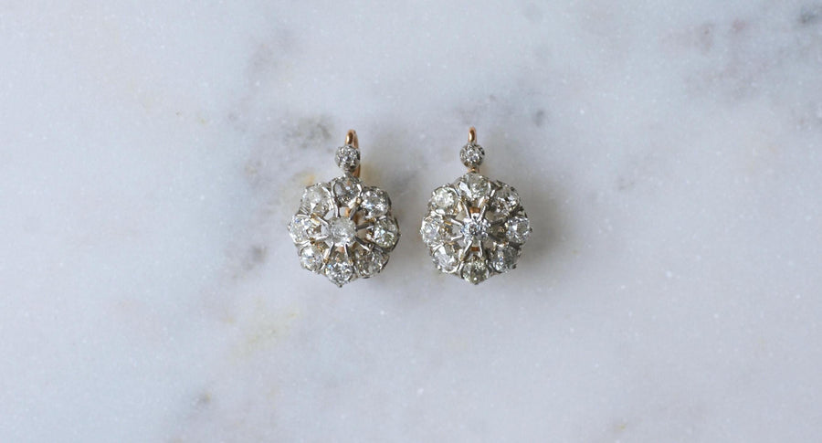 デイジー・ピアス Dormeuses ダイヤモンド 3.00カラット ゴールドとプラチナ