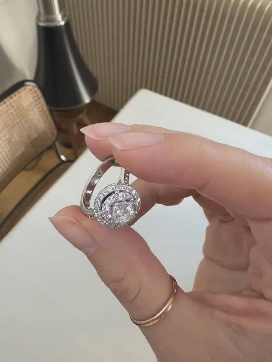 婚約指輪 ターゲットダイヤモンド 1.50カラット ダブルフレーム ホワイトゴールド