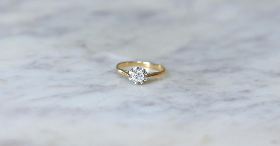 ソリテール アンティーク ダイヤモンド 0.35Ct ゴールド & プラチナ - Galerie Pénélope