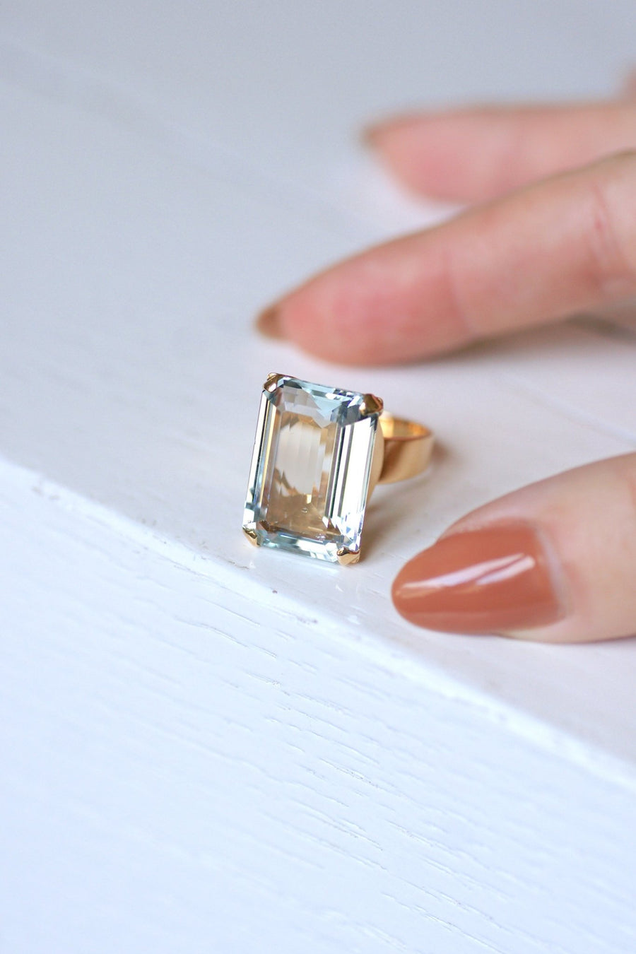 ヴィンテージ アクアマリン カクテルリング 15Cts ピンク