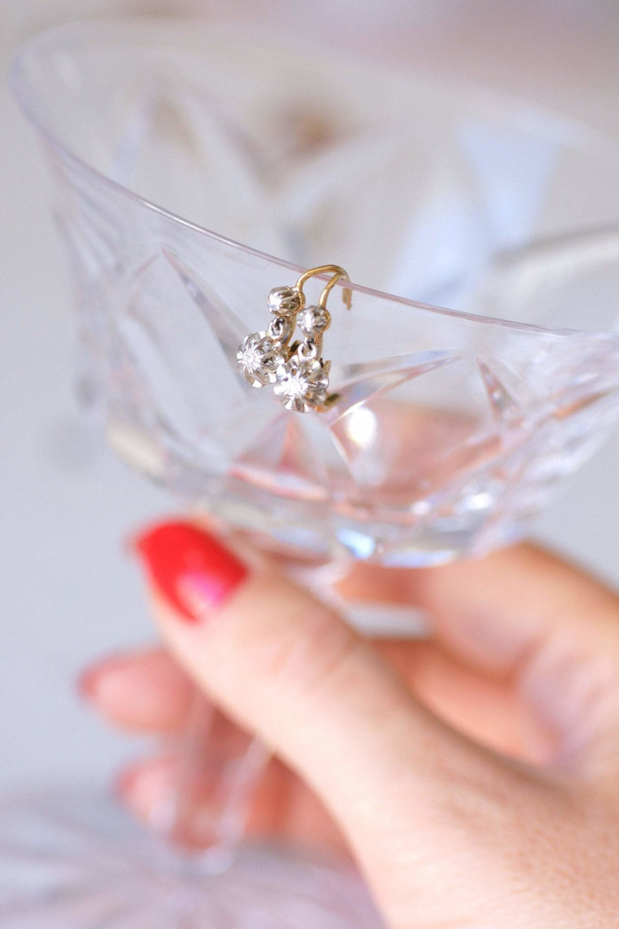 ゴールド、プラチナ、ダイヤモンドのスリーパーピアス - Galerie Pénélope