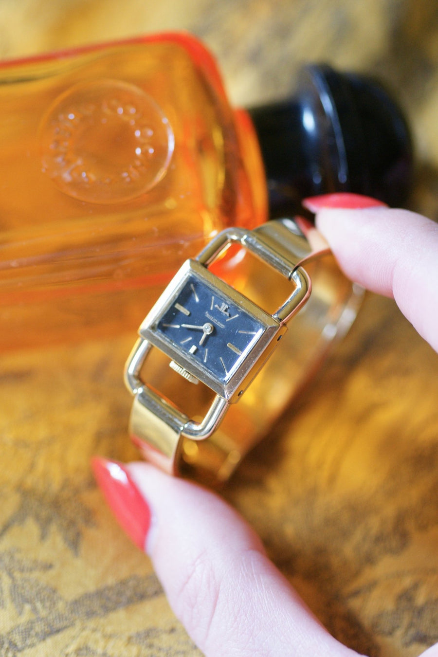 Etrier Jaeger LeCoultre for Hermès Women's all-gold mechanical watch, 1970s - Galerie Pénélope