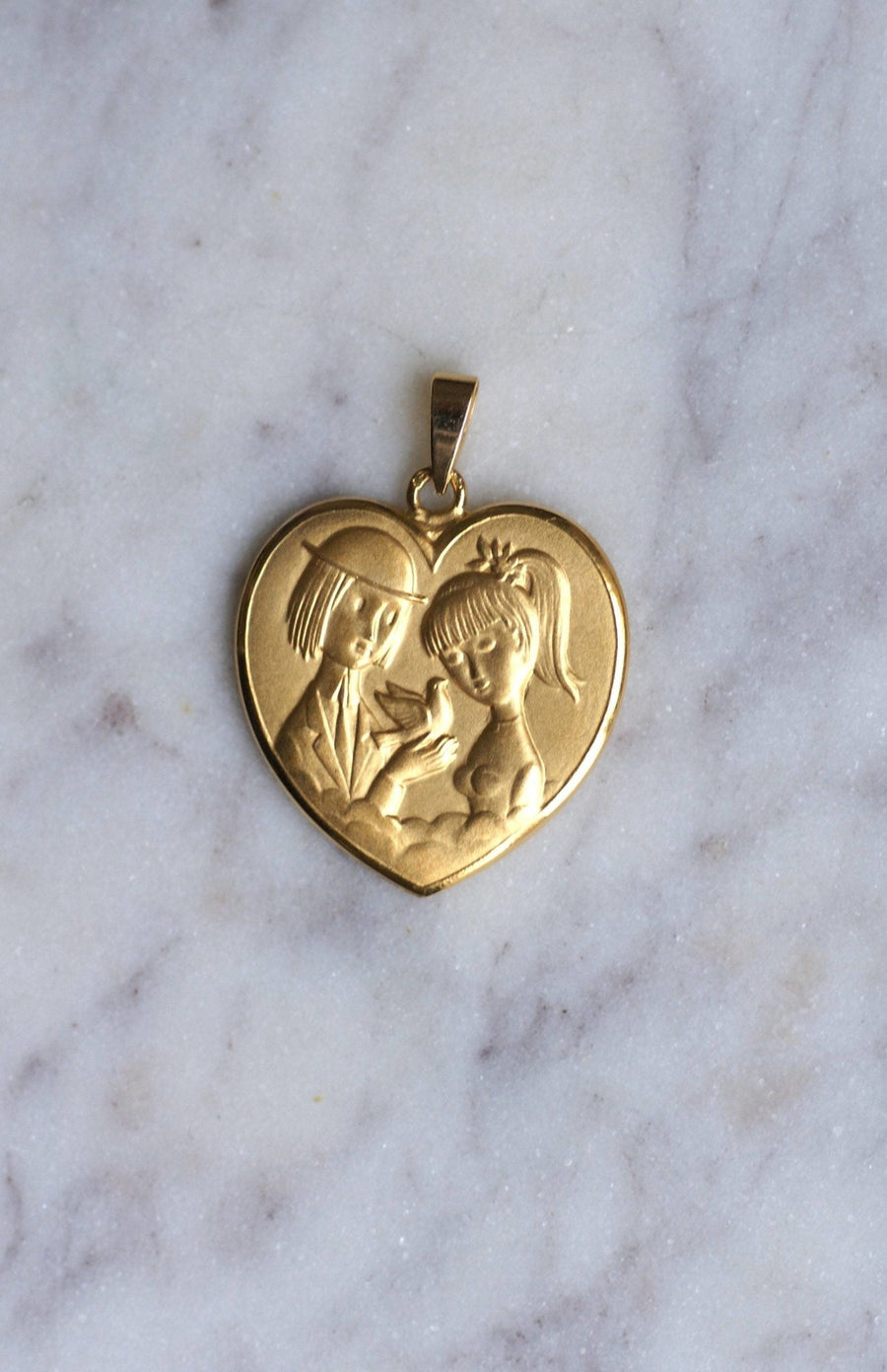 Peynet's Lover's heart pendant in gold - Galerie Pénélope