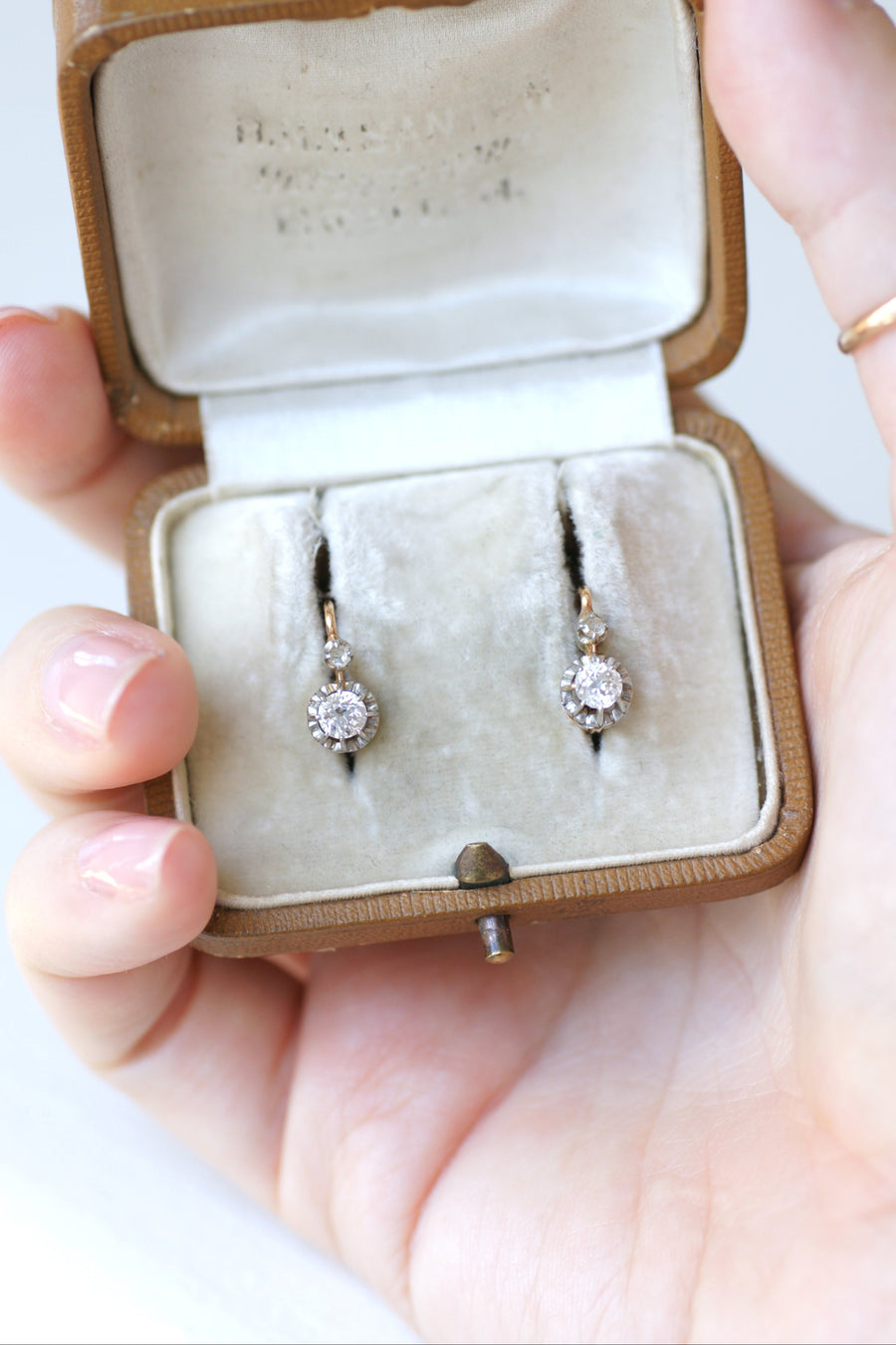 Dormeuses Diamants 0.60 Ct Or Rose et Platine