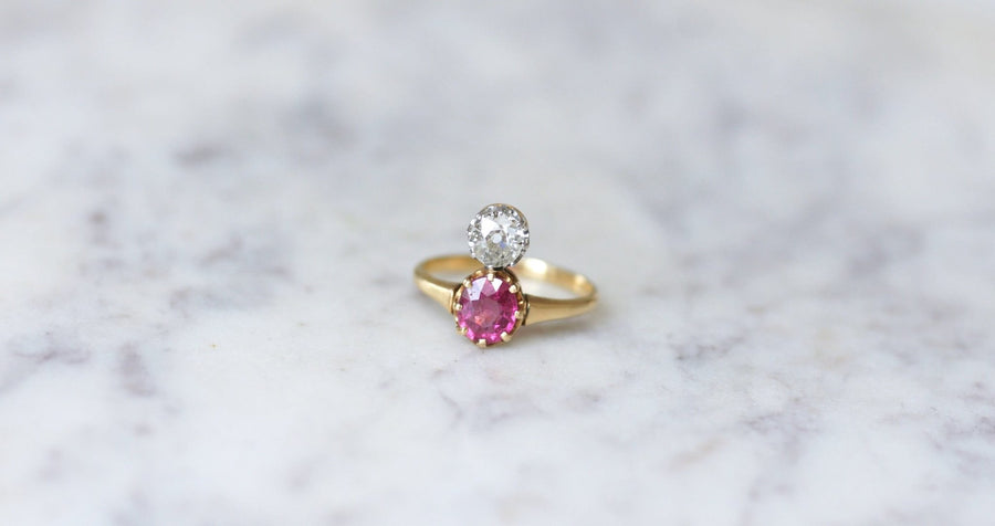 Bague aigrette diamant et tourmaline rose - Galerie Pénélope