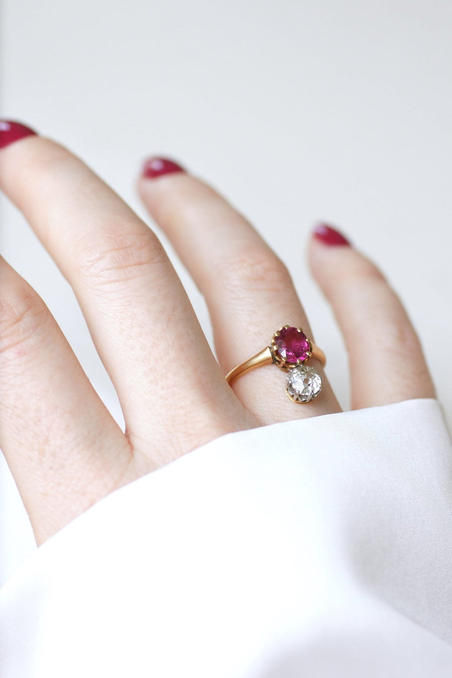 Bague aigrette diamant et tourmaline rose - Galerie Pénélope