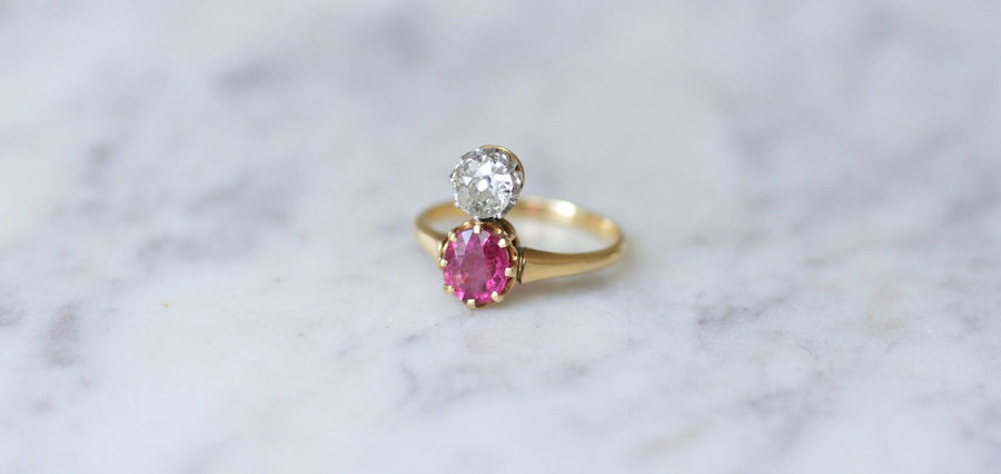 Bague aigrette diamant et tourmaline rose - Galerie Pénélope