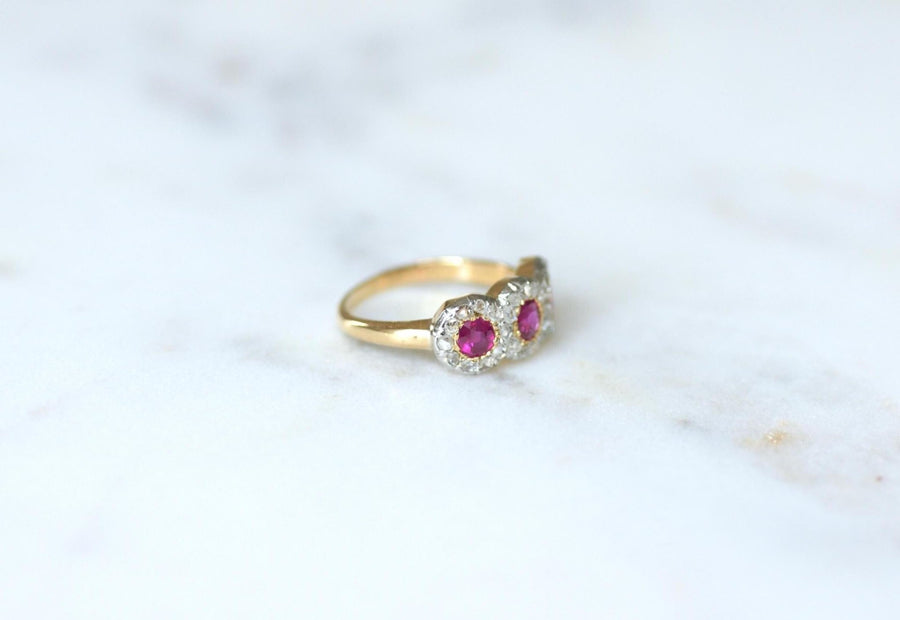 Bague Ancienne Jarretière Rubis Birman et Diamants - Galerie Pénélope
