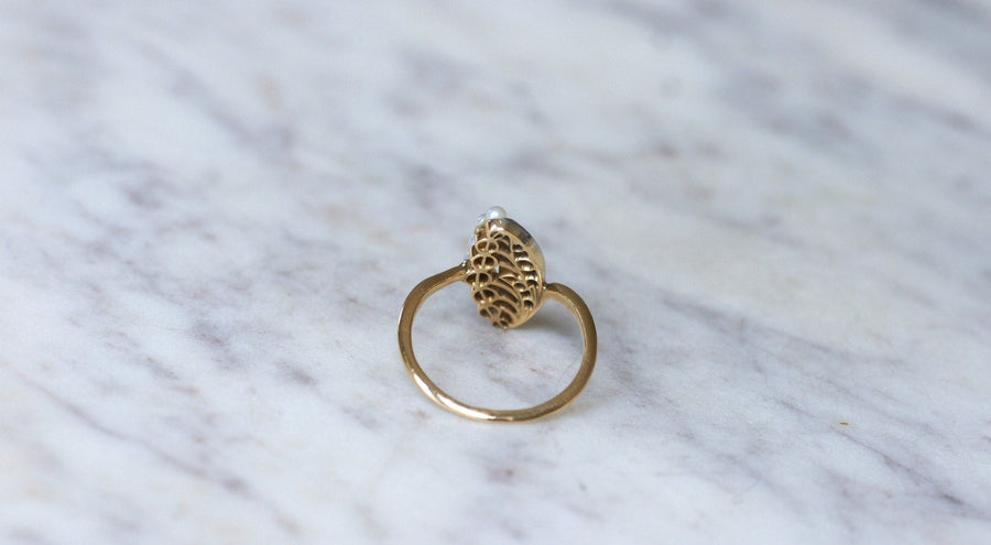 Bague Ancienne Muguet Perles et Diamants - Galerie Pénélope