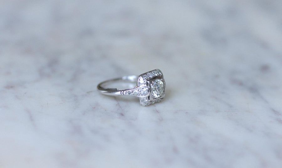 Bague Art Deco Carrée Diamants 1,45 Cts - Galerie Pénélope