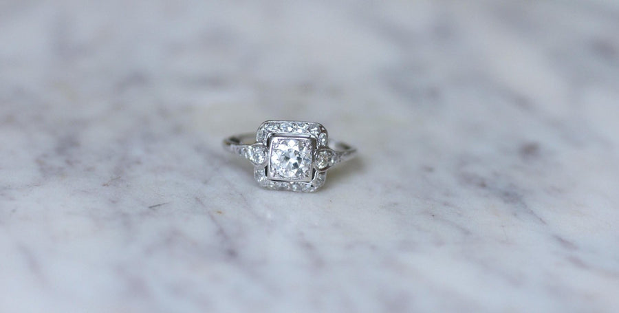 Bague Art Deco Carrée Diamants 1,45 Cts - Galerie Pénélope