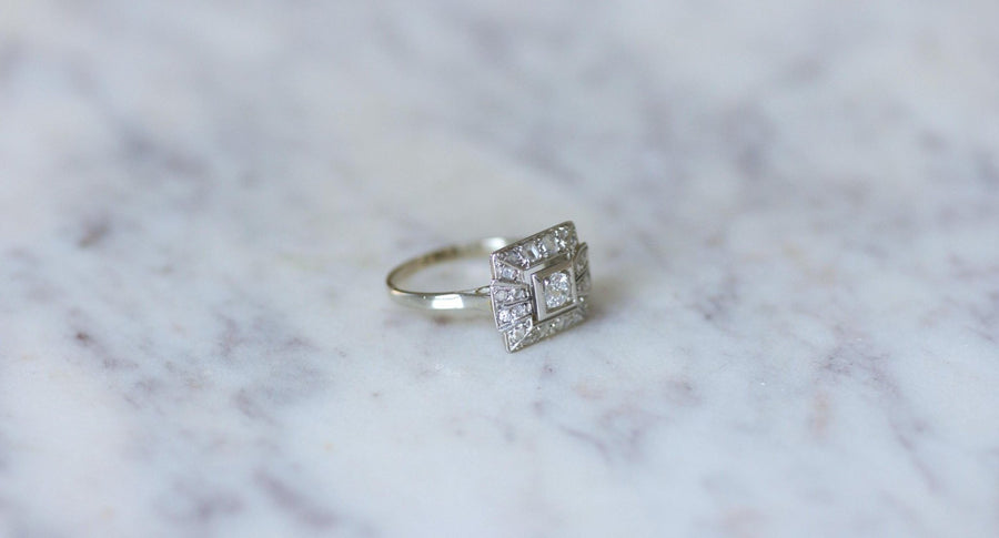 Bague Art Deco Carrée Diamants - Galerie Pénélope