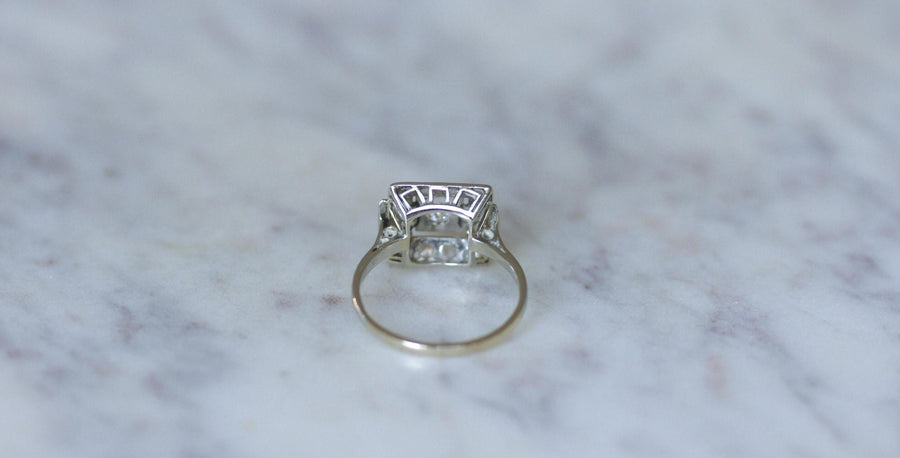 Bague Art Deco Carrée Diamants - Galerie Pénélope