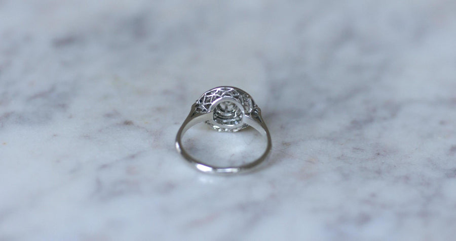 Bague Art Deco Diamant Baguette sur Platine - Galerie Pénélope