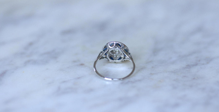 Bague Art Deco Rosace Saphirs et Diamants - Galerie Pénélope