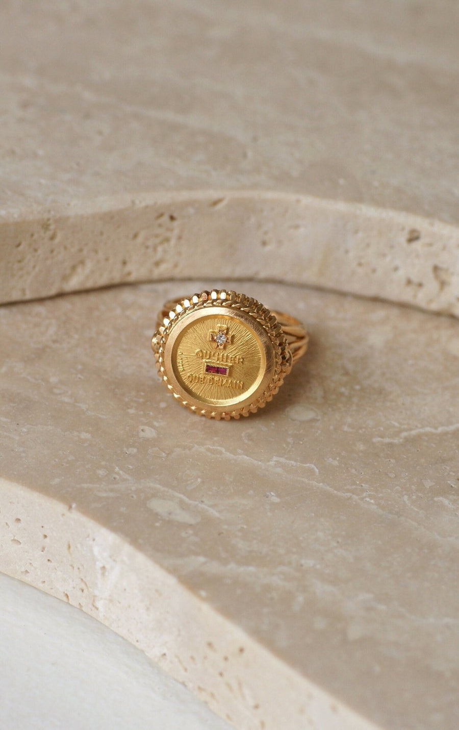 Bague Augis Vintage Or Jaune et Diamant T54 - Galerie Pénélope