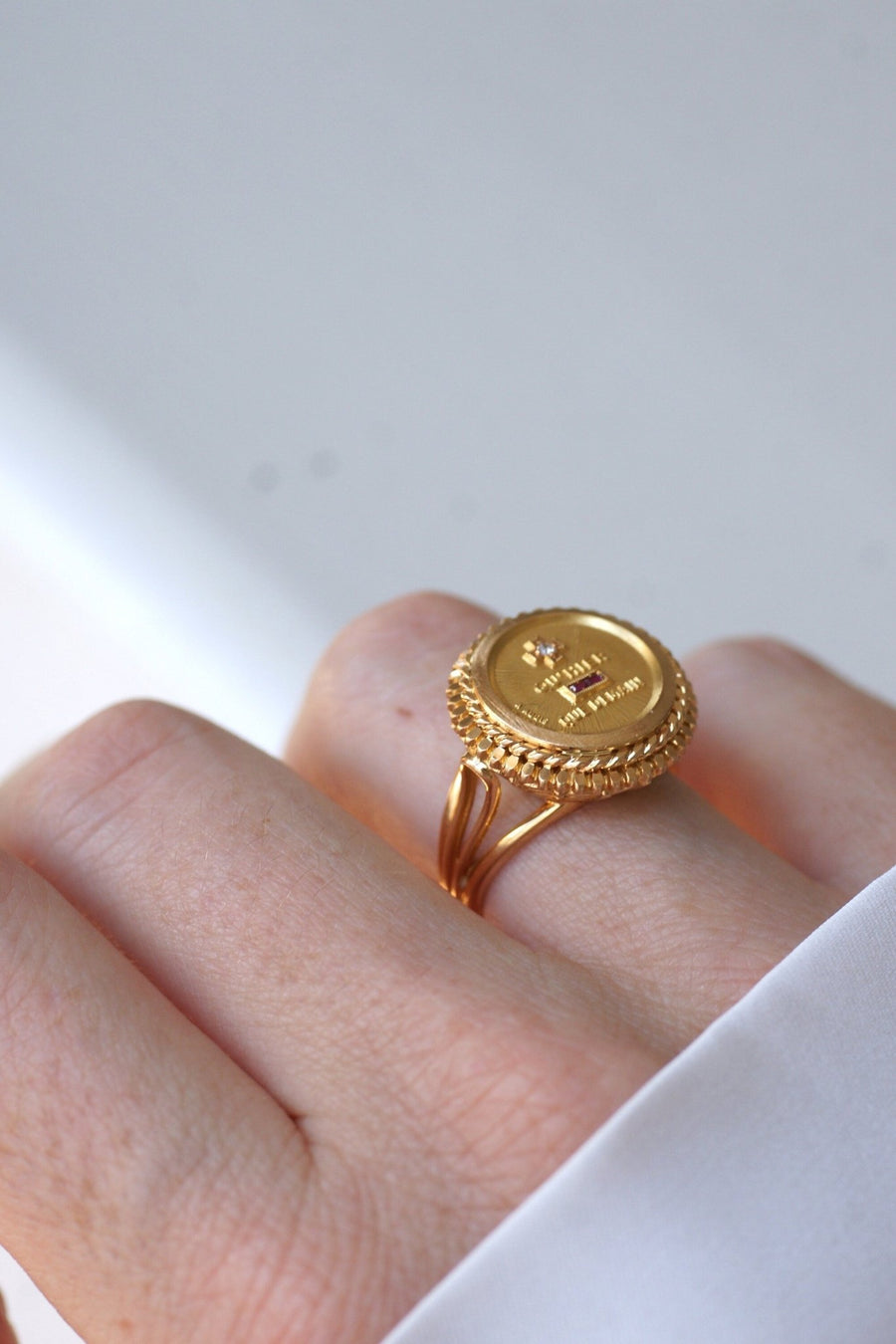 Bague Augis Vintage Or Jaune et Diamant T54 - Galerie Pénélope