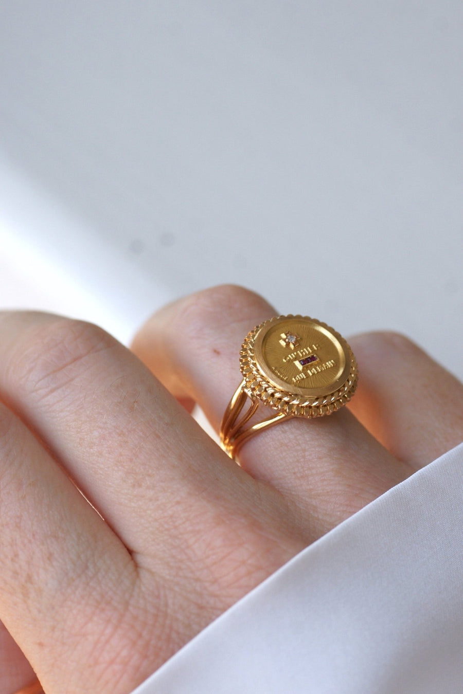 Bague Augis Vintage Or Jaune et Diamant T54 - Galerie Pénélope