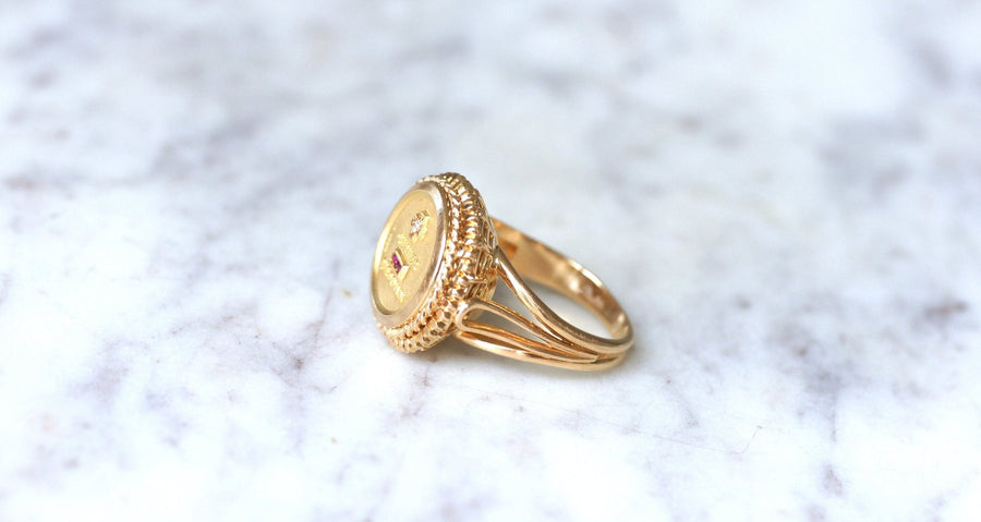 Bague Augis Vintage Or Jaune et Diamant T54 - Galerie Pénélope