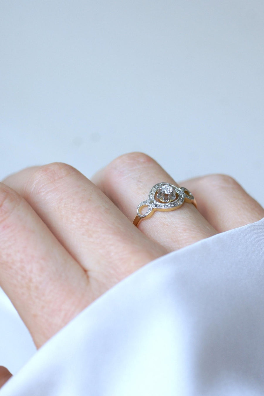 Bague Belle Epoque Infini Diamants sur Or et Platine - Galerie Pénélope
