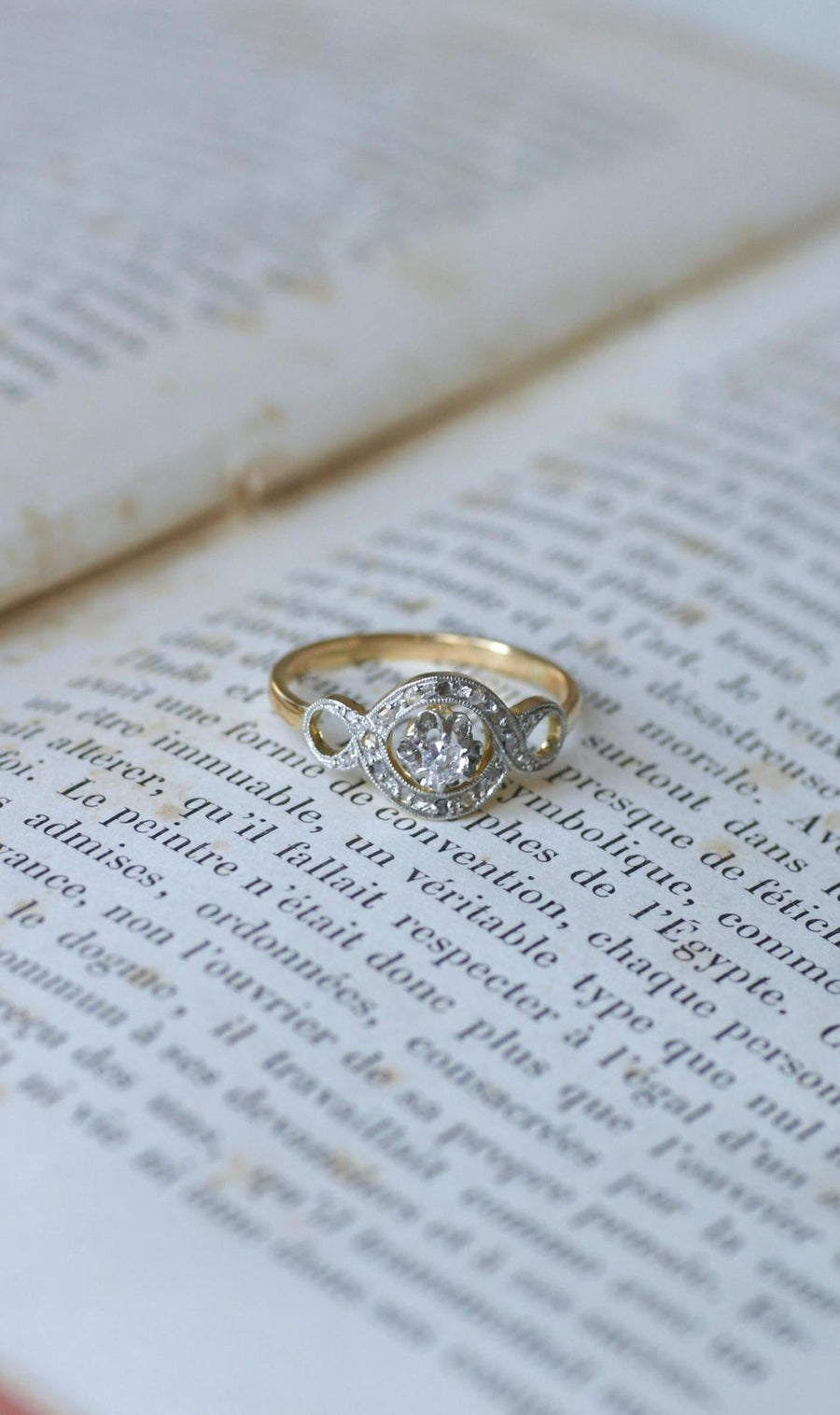 Bague Belle Epoque Infini Diamants sur Or et Platine - Galerie Pénélope