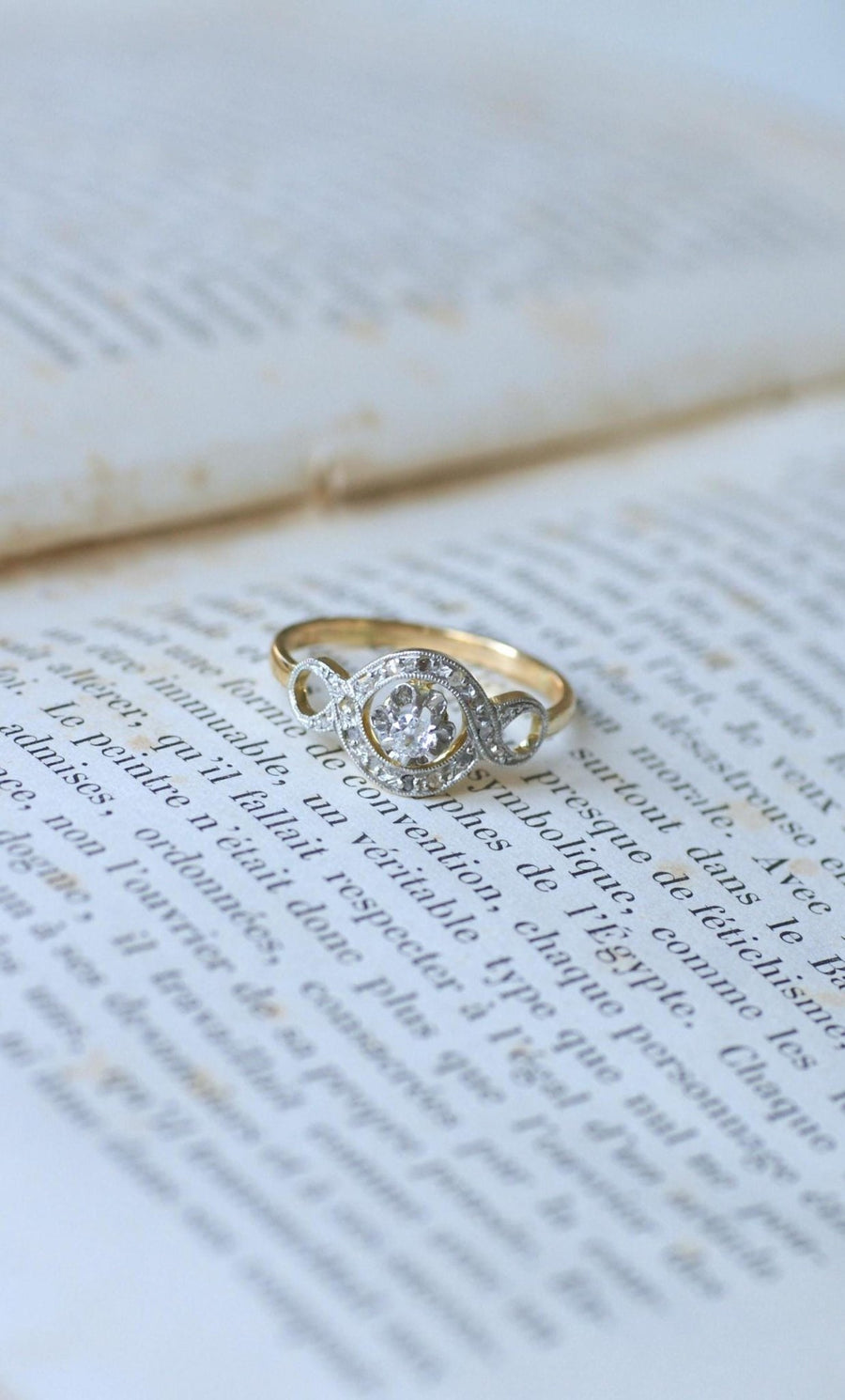 Bague Belle Epoque Infini Diamants sur Or et Platine - Galerie Pénélope