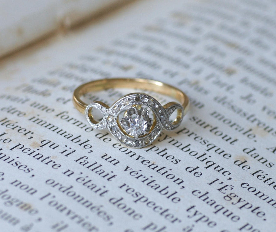 Bague Belle Epoque Infini Diamants sur Or et Platine - Galerie Pénélope