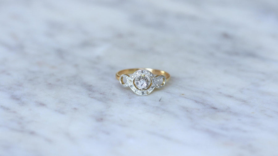 Bague Belle Epoque Infini Diamants sur Or et Platine - Galerie Pénélope