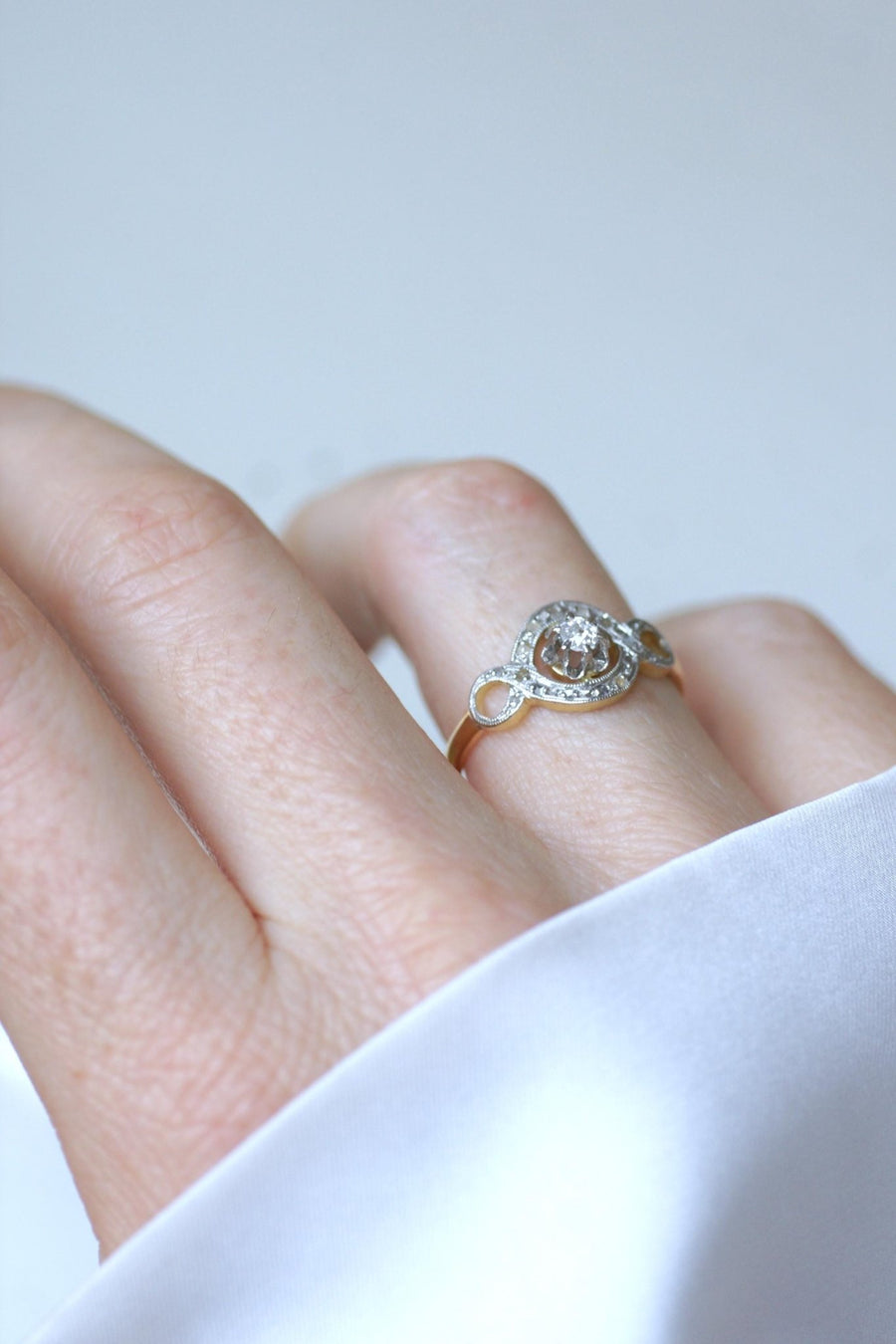 Bague Belle Epoque Infini Diamants sur Or et Platine - Galerie Pénélope