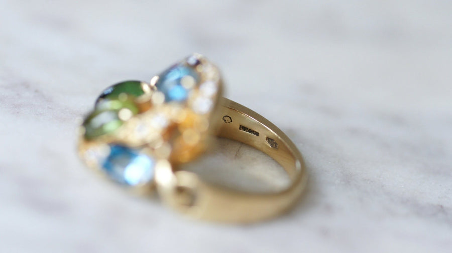 Bague Bvlgari Astrale or jaune, pierres fines et diamants - Galerie Pénélope