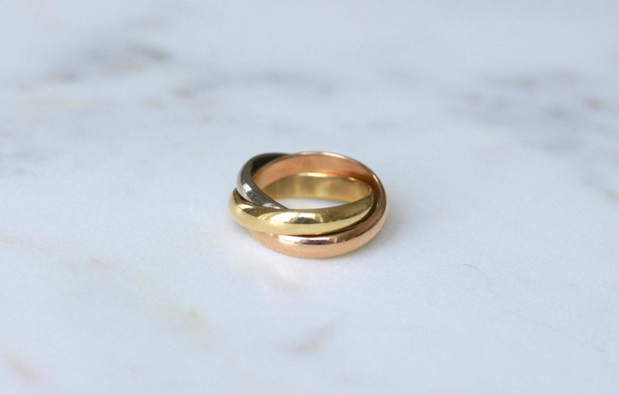 Bague Cartier Trinity 3 Ors Modèle Classique 5 Diamants Taille 49 - Galerie Pénélope