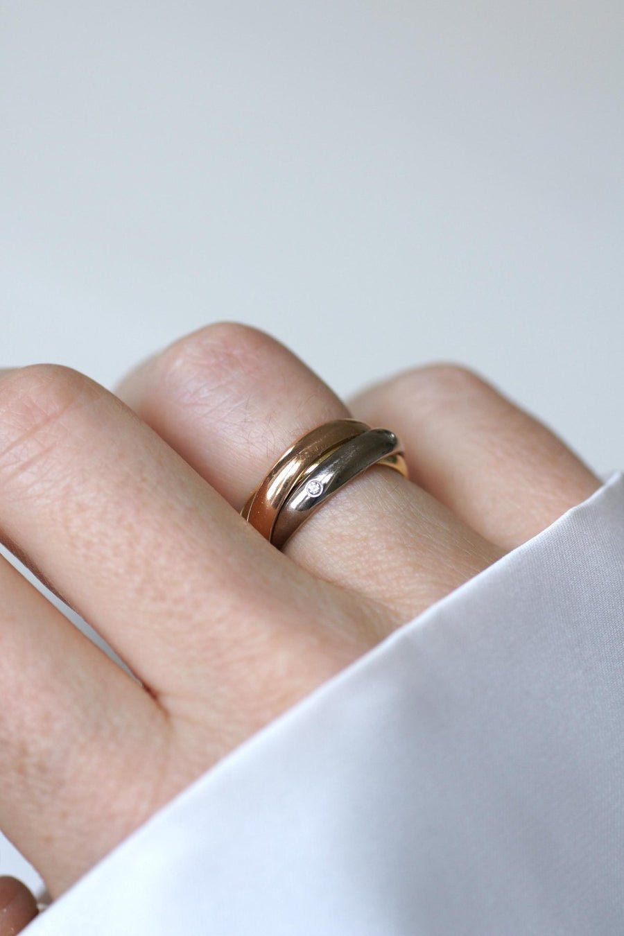 Bague Cartier Trinity 3 Ors Modèle Classique 5 Diamants Taille 49 - Galerie Pénélope