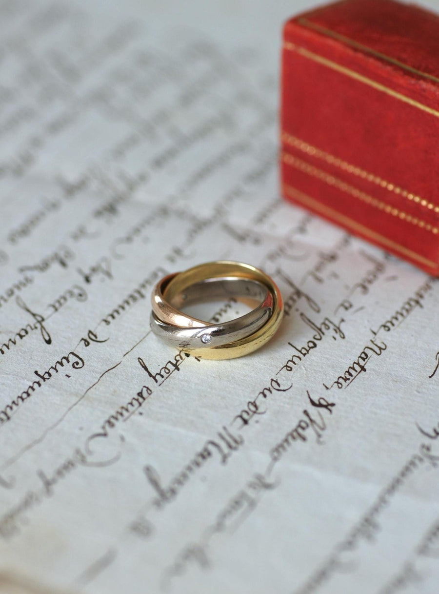 Bague Cartier Trinity 3 Ors Modèle Classique 5 Diamants Taille 49 - Galerie Pénélope