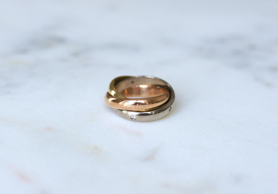 Bague Cartier Trinity 3 Ors Modèle Classique 5 Diamants Taille 49 - Galerie Pénélope